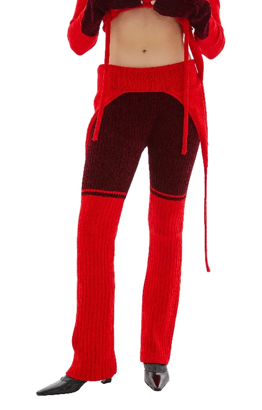 Knit Pants (Red) Stylish Slim Trousers