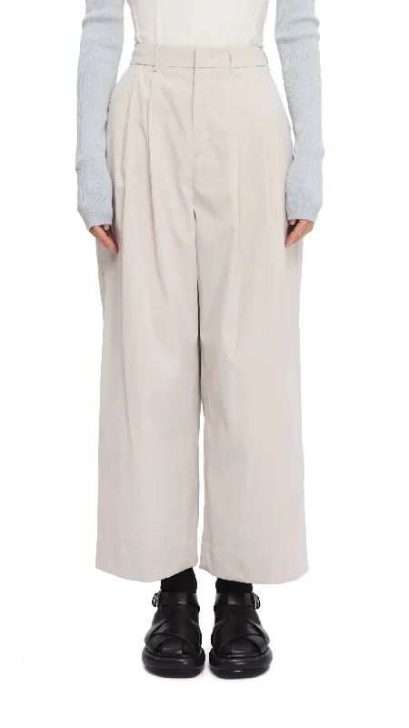 Wide-Leg Capri Pants Elegant High-Waist Pants