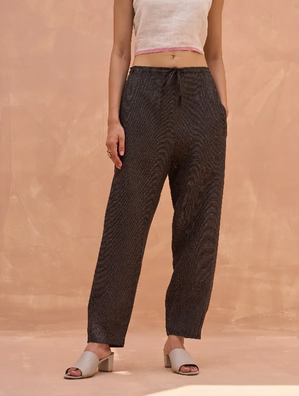 Nena Pintuck Linen Pant - Charcoal Chic Black Leggings