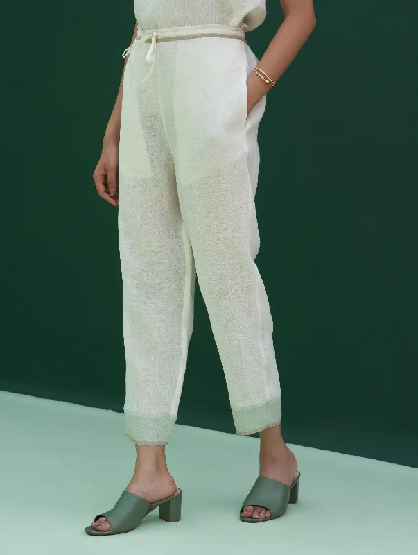 Inawi Border Linen Pant - Ivory Classic Flared Pants