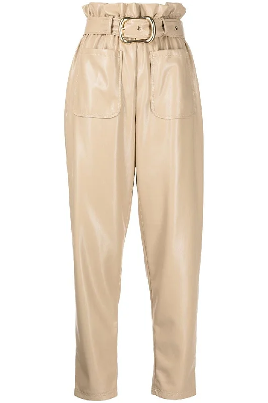 Vegan Leather Paperbag Pant Soft Cotton Pants