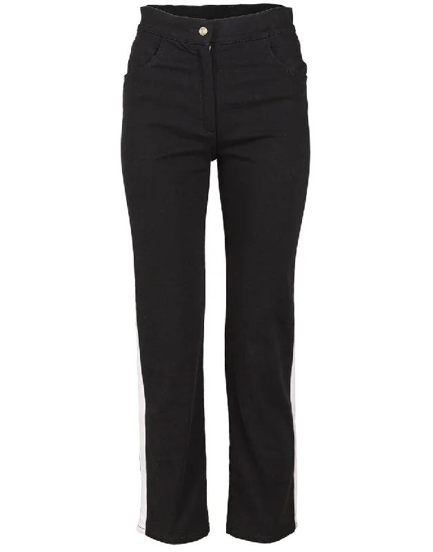 Black Straight Denim Pant High-Waist Yoga Pants