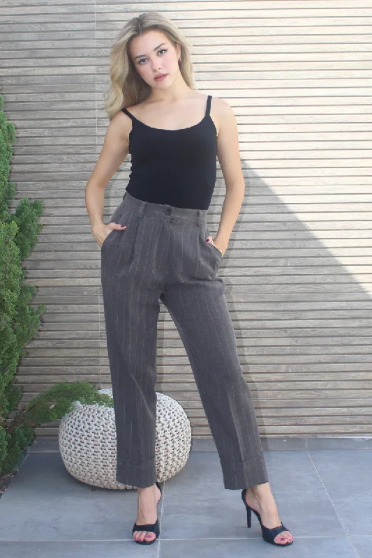 Pinstriped Tapered Tailored Pants Comfortable Cargo Pants