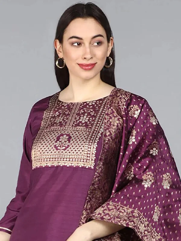 Ahika Poly Silk Printed Kurta Pant Dupatta-PKSKD1112A_XS Casual Lounge Pants