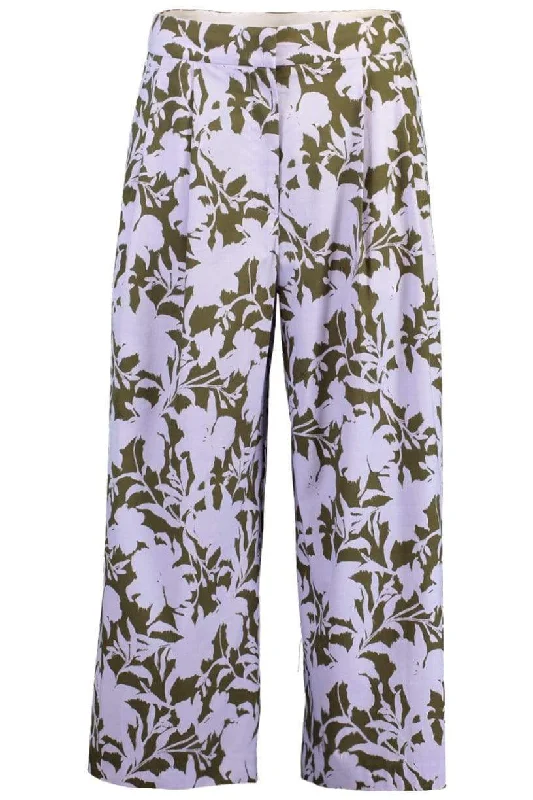 Pleat Front Culotte Floral Pant Classic Pleated Pants