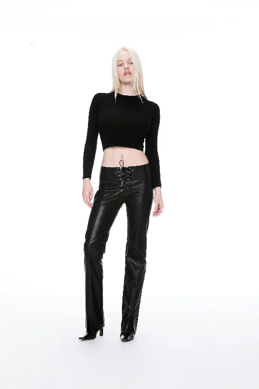 ELEMENT LACE UP PANT - BLACK VEGAN LEATHER Stylish Harem Pants