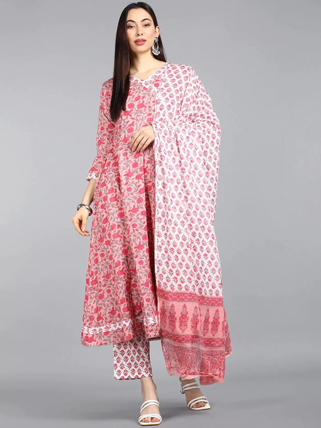 Ahika Cotton Printed Kurta Pant Dupatta Set-VKSKD1137E_L Comfortable Fleece Pants