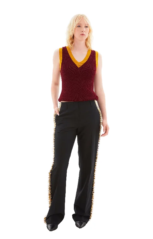 Parchia Wool Tailored Pants (Black) Casual Drawstring Pants