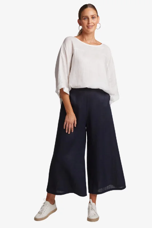 Eb & Ive - Studio Crop Pant - Navy Formal Linen Trousers