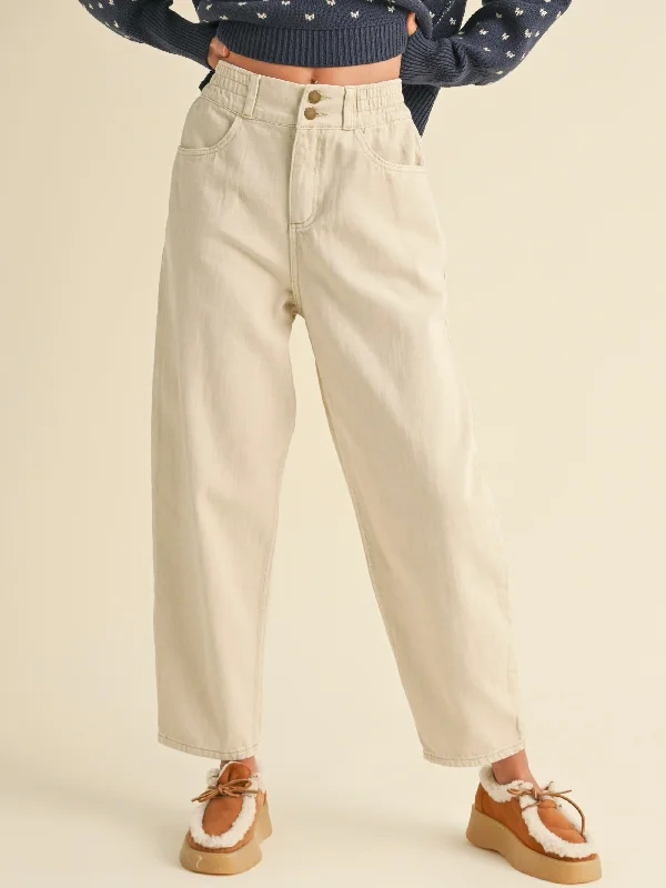 Cotton Barrel Pants Modern Stretch Trousers