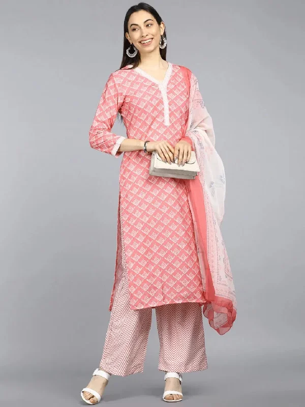 Ahika Poly Crepe Printed Kurta Pant Dupatta-PKSKD1017AB_S Elegant Wool Trousers