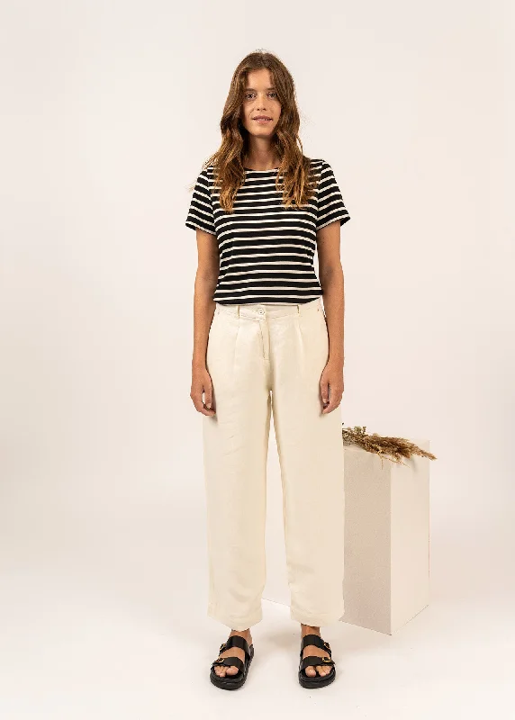 ALINE - Straight-Leg Pants | 100% Linen (IVORY) Chic Capri Pants