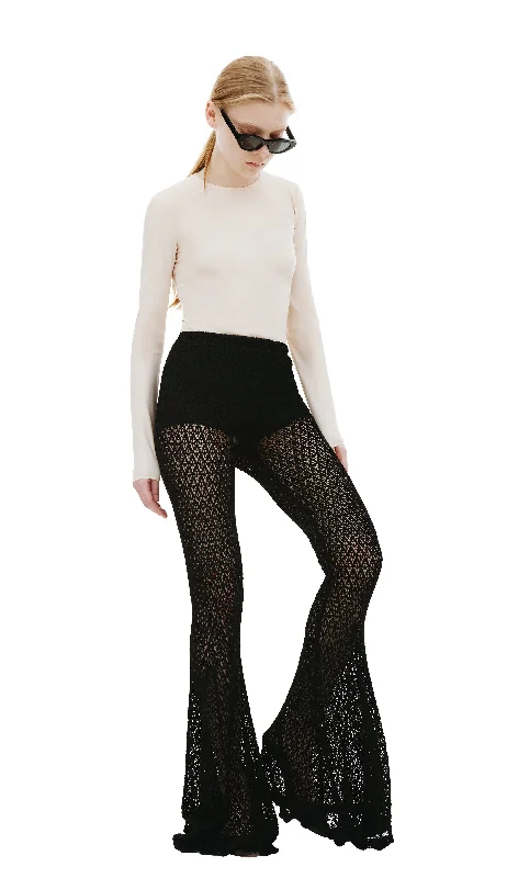 Crochet Flared Pants (Black) Comfy Athletic Pants