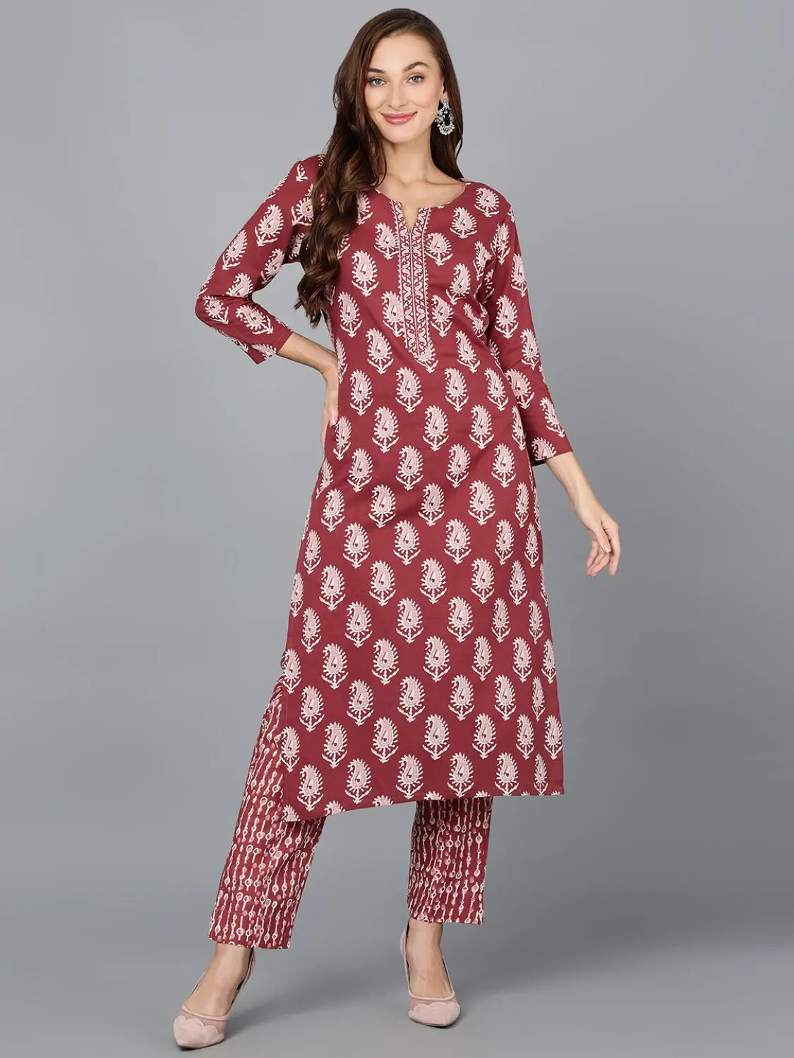 Auburn Cotton Blend Straight Kurta With Pant Casual Lounge Pants