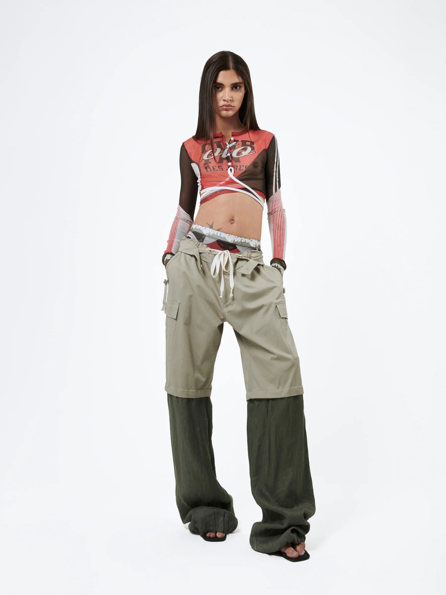 Baggy Cargo Pants (Olive Grey) Trendy Wide-Legged Trousers