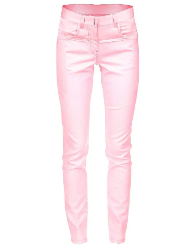 Candy Pink Stretch Glitter Denim Pant Trendy Printed Pants