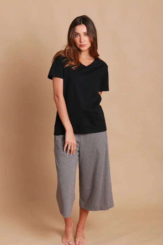 Women's Cropped Wide Leg Pants Relaxed Lounge Trousers