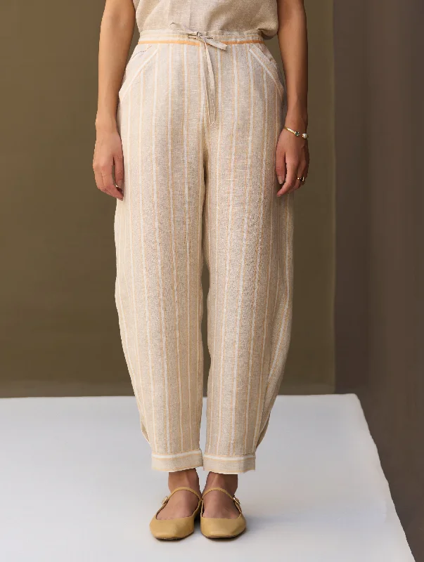 Iona Striped Linen Pant - Natural Slim-Fit Leggings