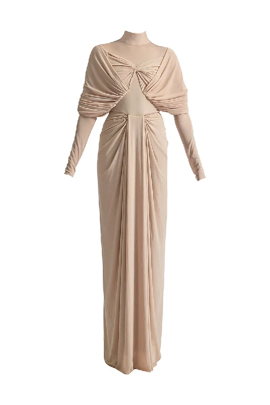 KENNY CHALK BEIGE MAXI DRESS Fashionable High-Waist Maxi Dress