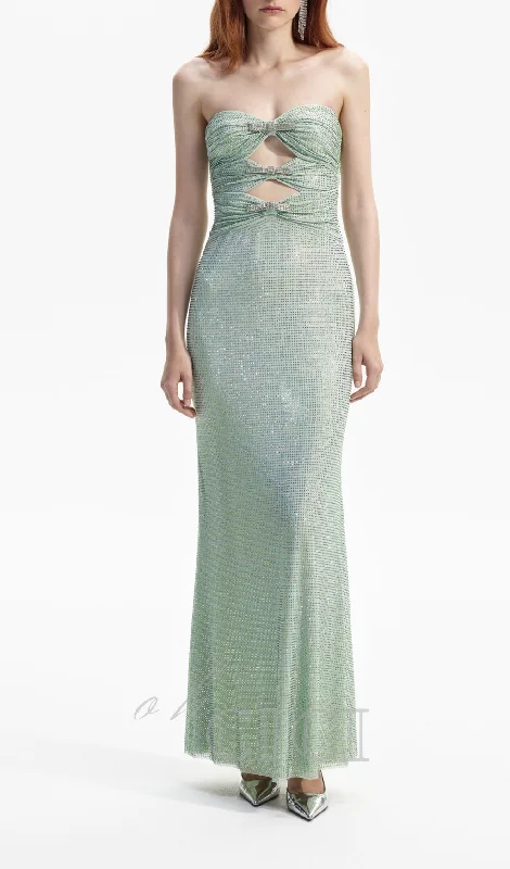 MINT RHINESTONE STRAPLESS MAXI DRESS Stylish A-Line Maxi Dress