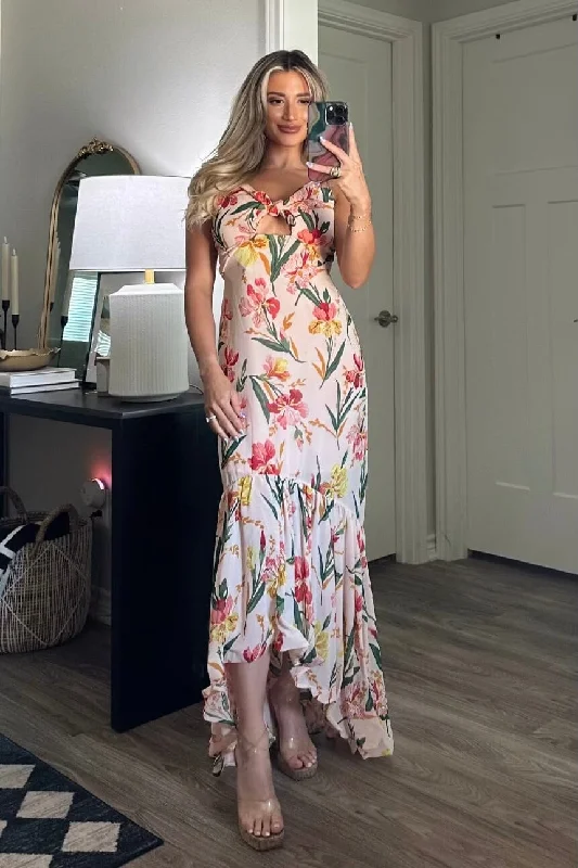 Summer Dream Maxi Dress: Peach Multi Classic A-Line Maxi Dress