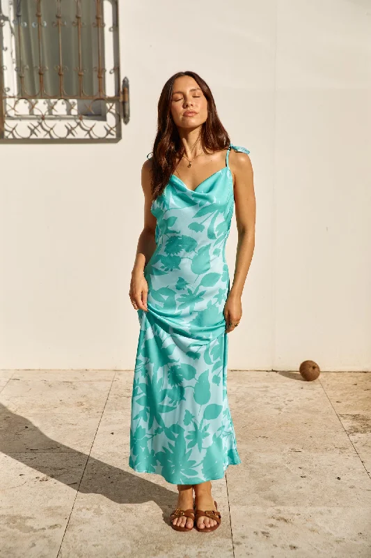 Sweet Autumn Leaves Satin Halter Maxi Dress Sage Cozy Wrap Maxi Dress