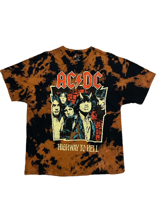 ACDC Band Tie Dye T- Shirt Fleece Fabric Down Fabric Feather Fabric