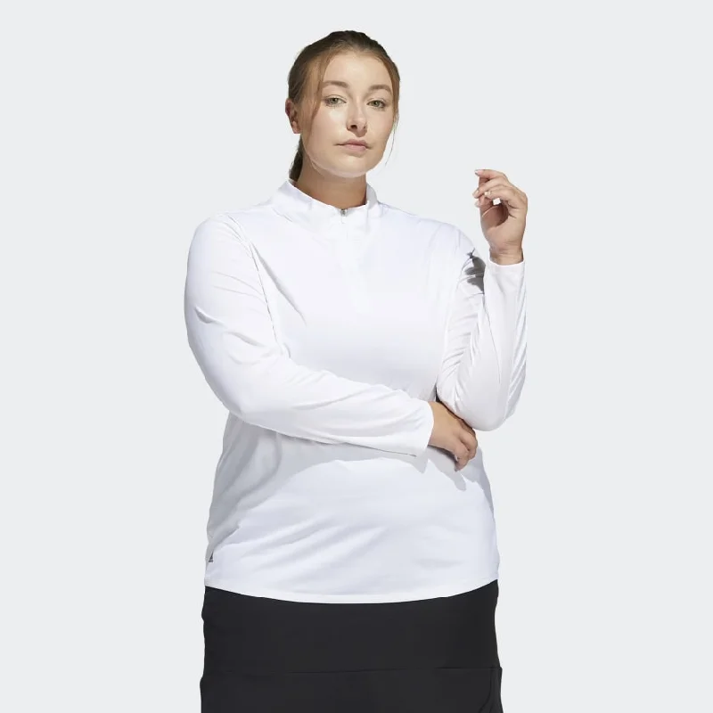 Adidas Ultimate365 Women's White Golf Shirt (Plus Size) HA3396 Hooded Caped Shawl Collar