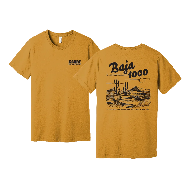 BAJA 1000 Desert Tee GOLD Houndstooth Herringbone Solid