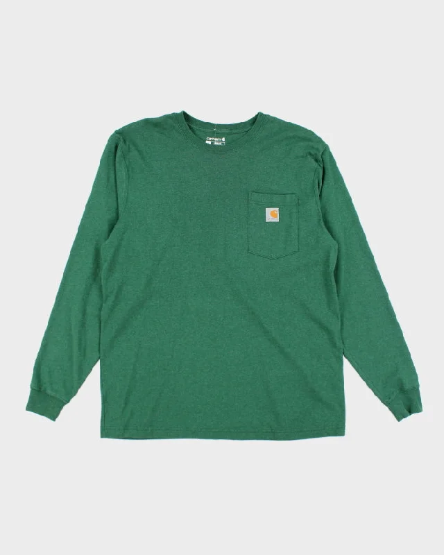 Carhartt Green Long Sleeve T-shirt - L Faux Fur Fabric Real Fur Fabric Shearling Fabric