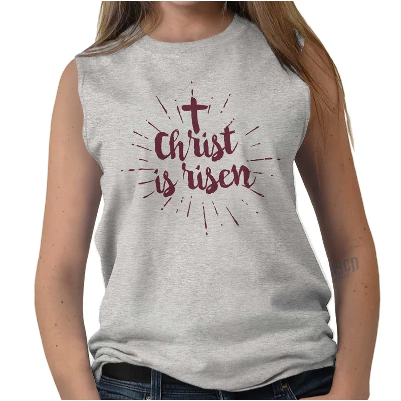 Christ Risen Sleeveless T-Shirt Machine Wash Dry Clean Hand Wash