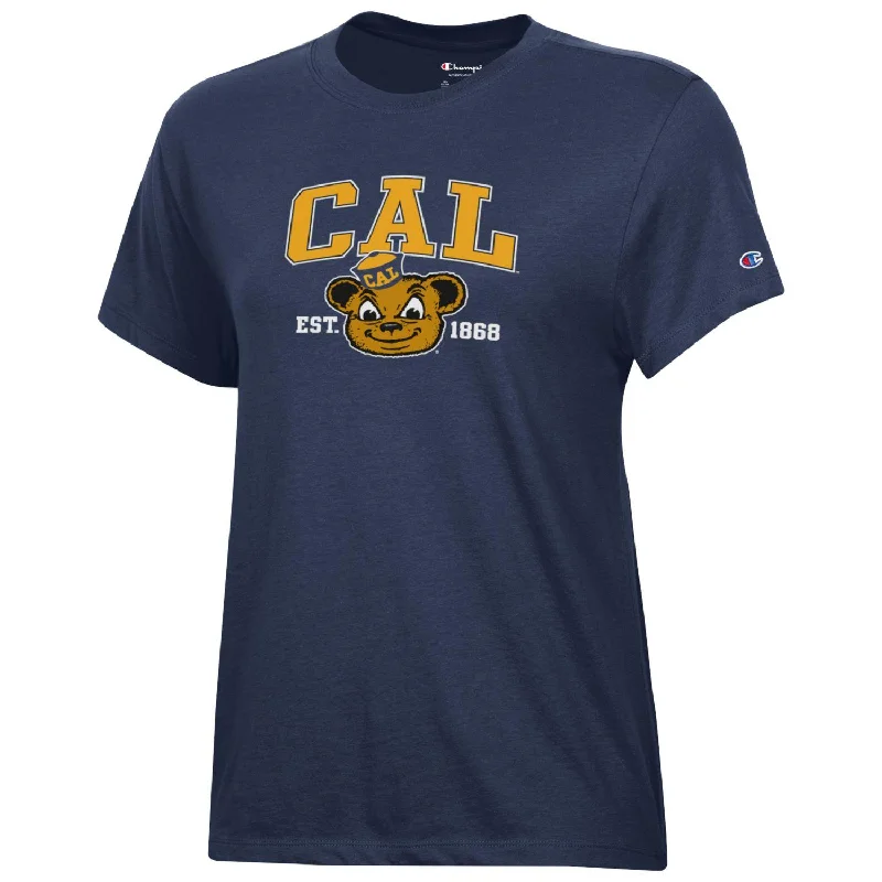 U.C. Berkeley Oski women's university  crew-neck T-Shirt-Navy Terry Blend Velvet Blend Canvas Blend