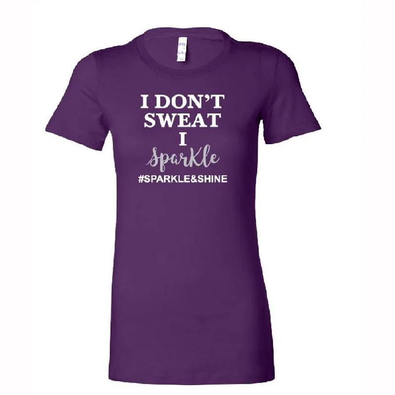 I Don't Sweat I Sparkle Womens Purple T-Shirt Print Jacquard Patchwork