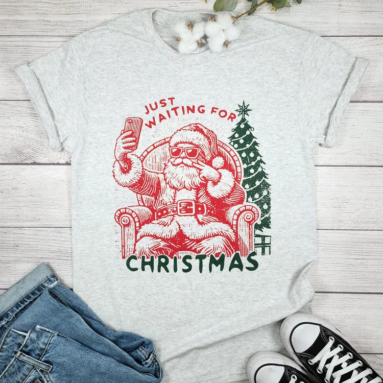 Just Waiting For Christmas Tee Modern Contemporary Chic