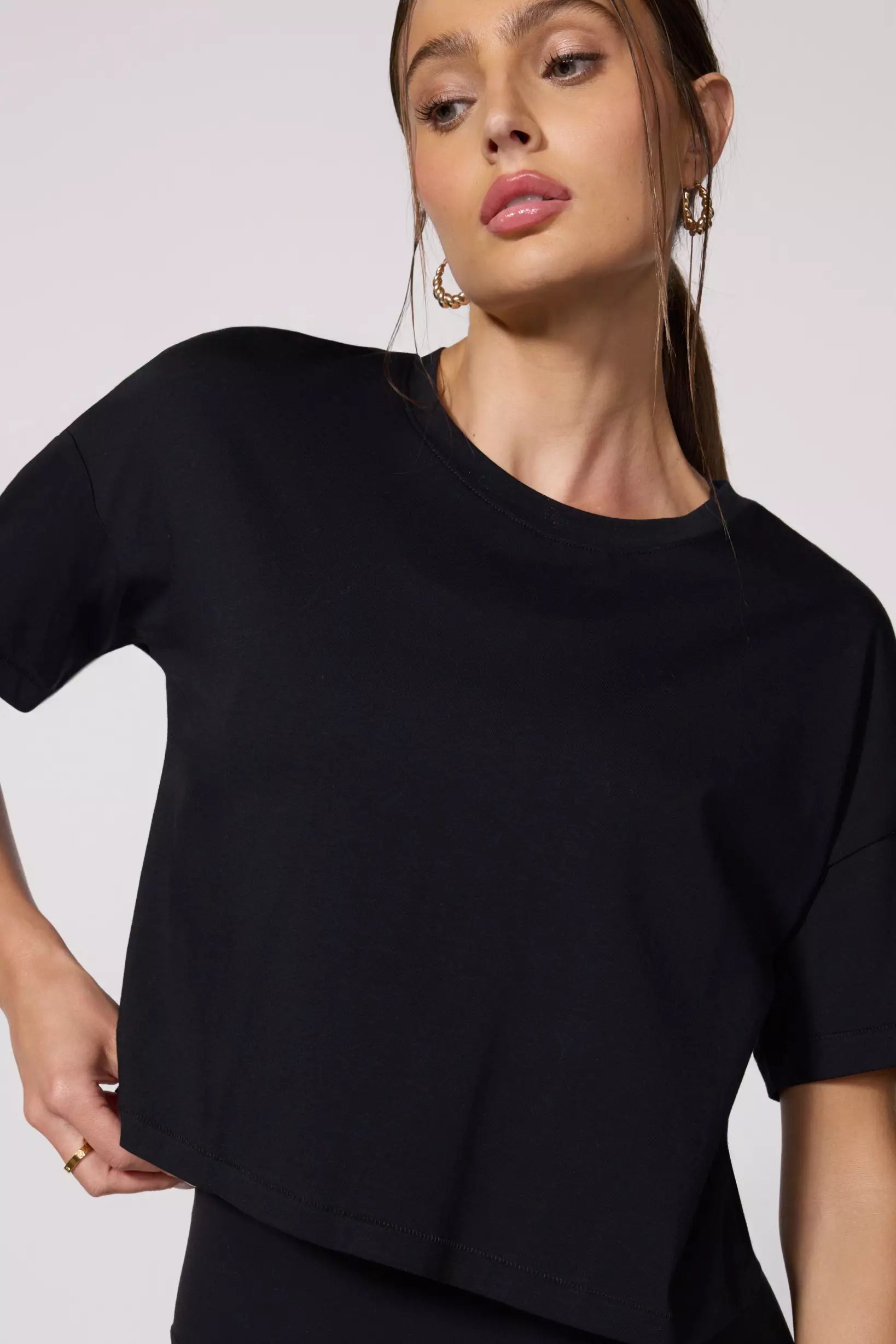 Pima Cotton Boyfriend Tee - Black Modern Contemporary Chic