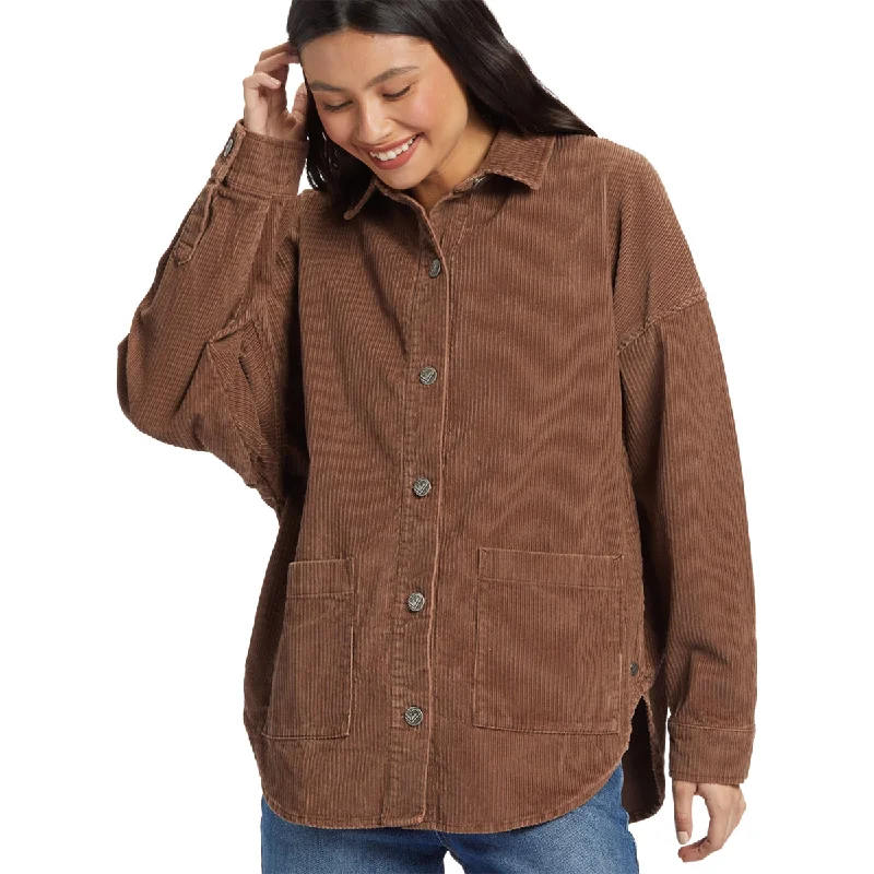 Roxy Women's Kick Back Washed Corduroy Long Sleeve Button-Up Shirt Anti-Shrink Durable Soft