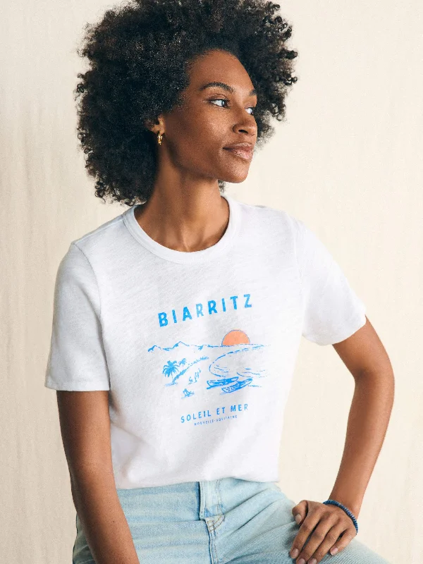 Sunwashed Slub Graphic Tee - Biarritz Coast Anti-Shrink Durable Soft