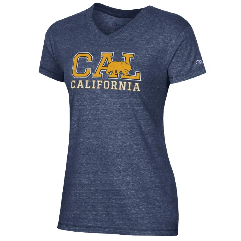 U.C. Berkeley Cal Champion Triumph V-Neck T-Shirt-Navy Layered Multi-layer Single Layer