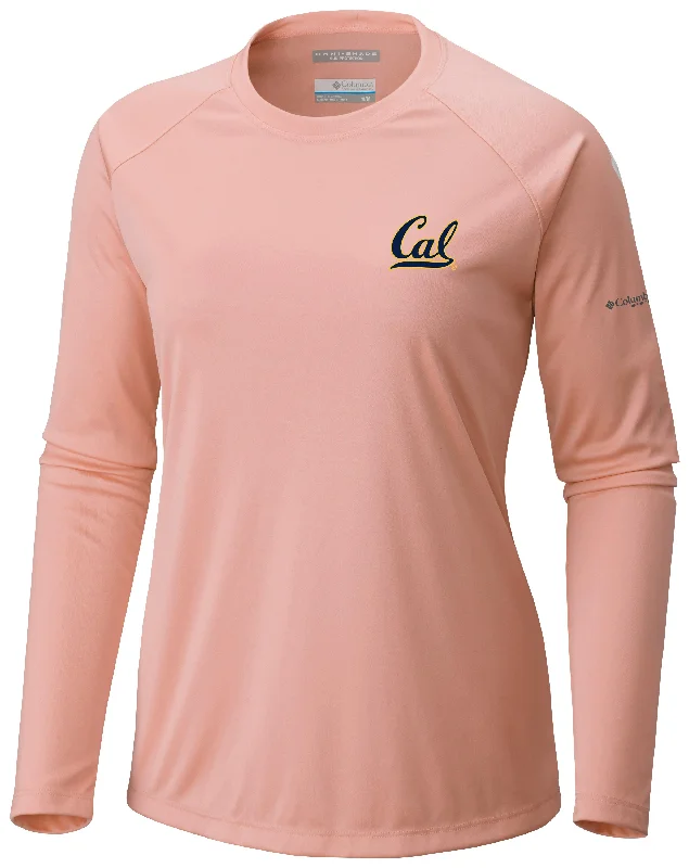 U.C. Berkeley Cal Columbia Omni-Shade long sleeve T-Shirt-Coral Elasticated Padded Insulated