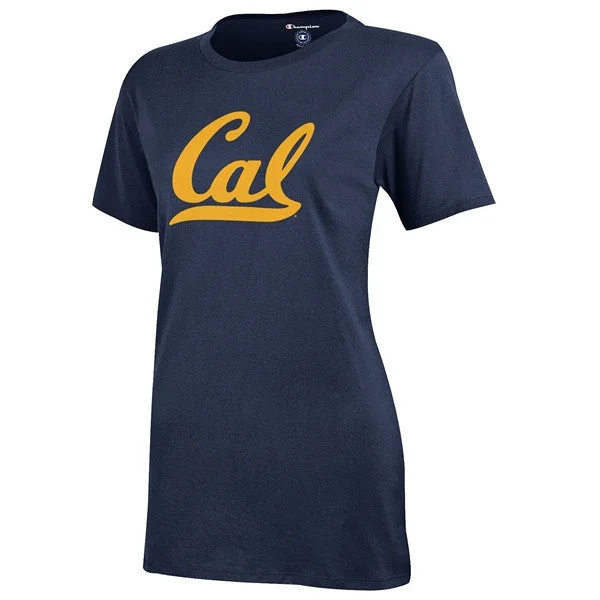 UC Berkeley Cal Champion Campus Crew Women's T-Shirt - Navy Welt Pockets Slit Pockets Flap Pockets