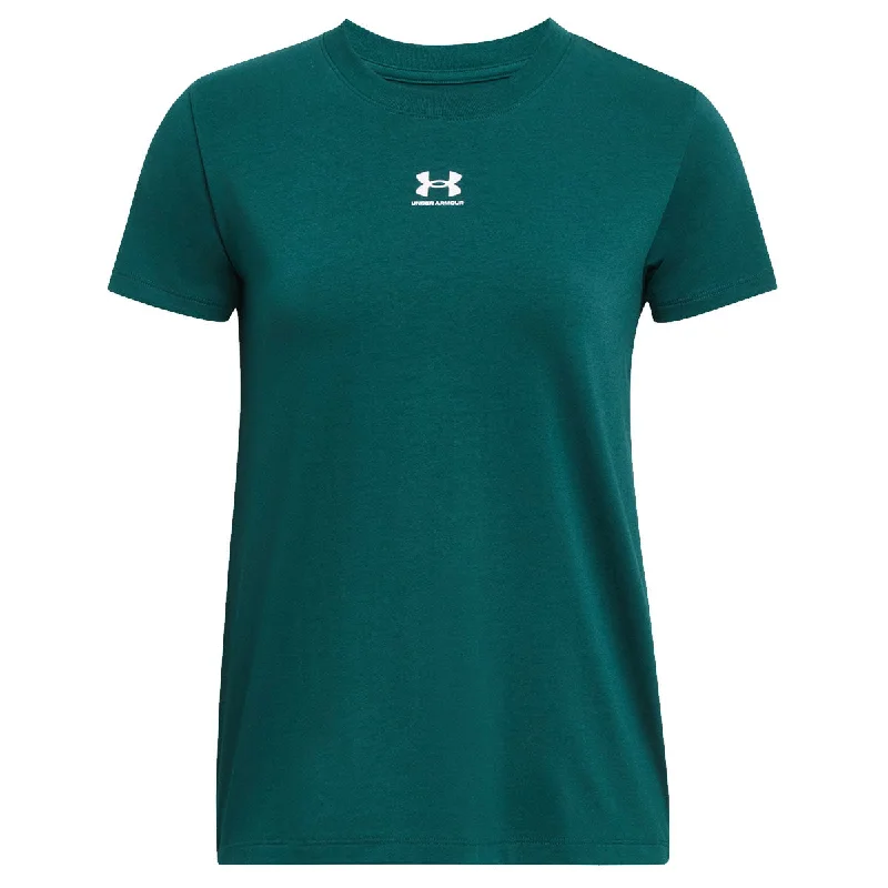 Under Armour Off Campus Core Short Sleeve Tee - Womens - Hydro Teal/White Chenille Blend Fleece Blend Nylon Blend