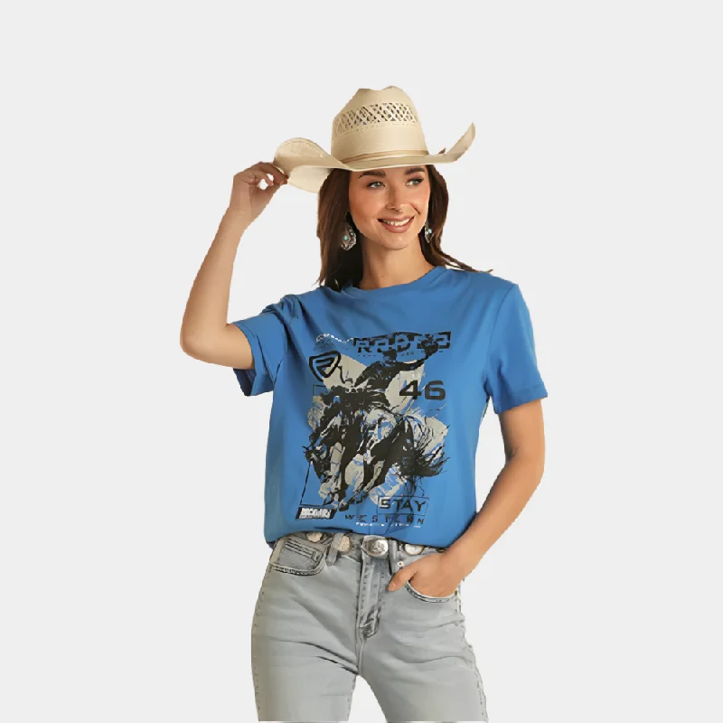 Rock and Roll Denim Unisex Bull Graphic Tee Shirt Solid Print Embellished