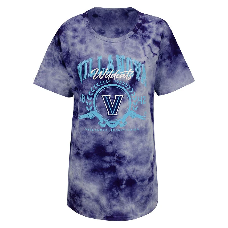 Ladies Villanova Wildcats Oversized Cloud T-Shirt Print Jacquard Patchwork