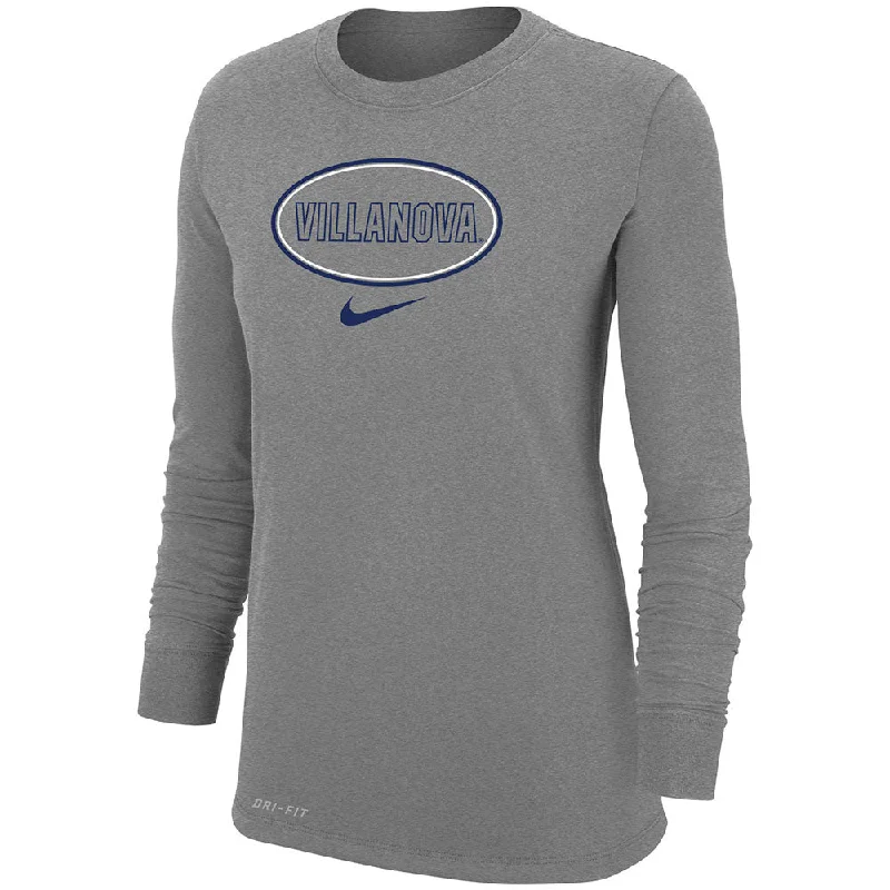 Ladies Villanova Wildcats Nike Dri-FIT Oval Long Sleeve T-Shirt Spandex Blend Rayon Blend Denim Blend