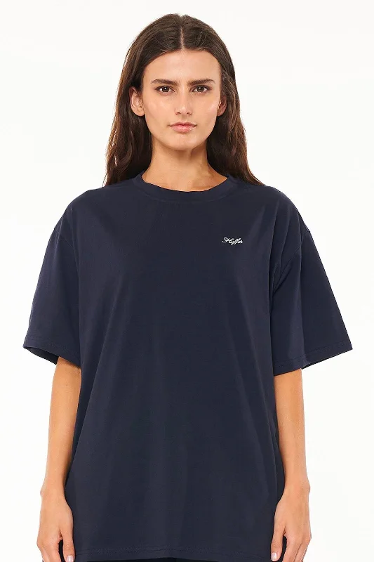 WMNS SLOUCH TEE/CHAMP - NAVY Collared Crew Neck Turtle Neck