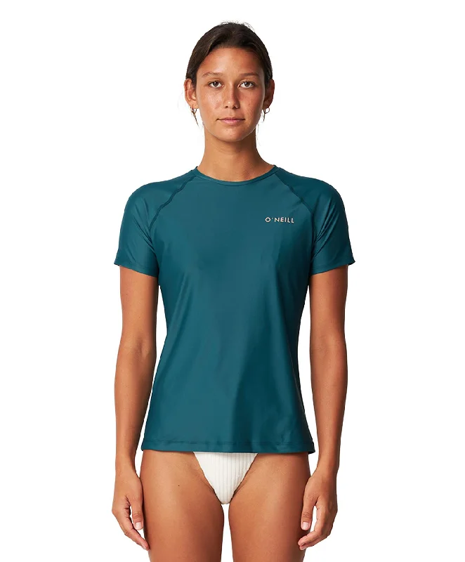 Women's Salina SS UV Tee Rash Vest - Deep Teal Mesh Canvas Denim