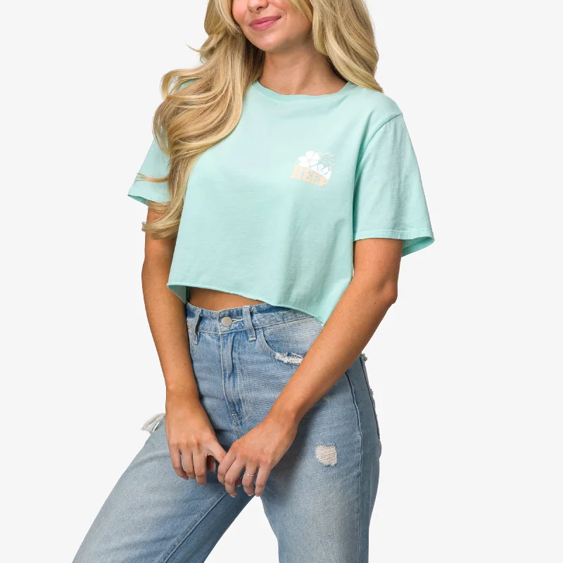 Koda 18" Crop Tee Asymmetrical Pockets Print