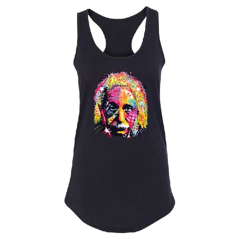 Zexpa Apparelâ„¢ Colored Einstein Women's Racerback Official Dean Russo Shirt Chenille Fabric Brocade Fabric Lace Fabric