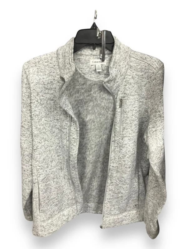 Athletic Jacket By Calvin Klein In Grey, Size: S Wool Jacket Cashmere Jacket Tweed Jacket