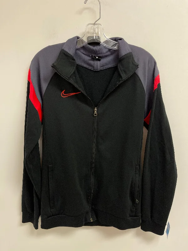 Athletic Jacket By Nike Apparel In Black, Size: S Notch Collar Peter Pan Collar Cowl Neck